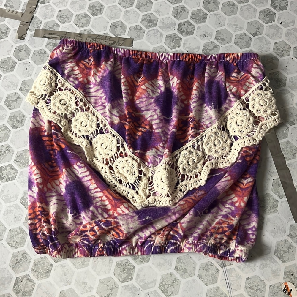 Wet seal XS Tye Dye Purple Sleeveless Cropped Tube Top